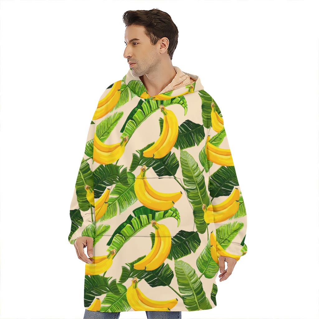 Aloha Banana Pattern Print Hoodie Blanket