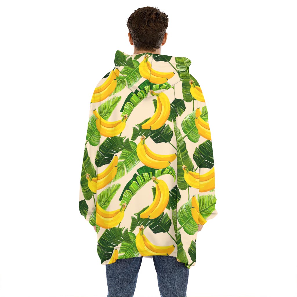 Aloha Banana Pattern Print Hoodie Blanket