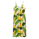 Aloha Banana Pattern Print Jersey Midi Cami Dress