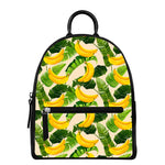 Aloha Banana Pattern Print Leather Backpack