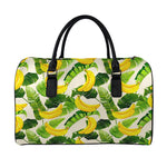 Aloha Banana Pattern Print Leather Duffle Bag