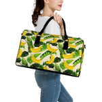 Aloha Banana Pattern Print Leather Duffle Bag