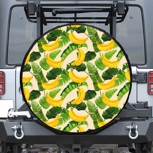 Aloha Banana Pattern Print Leather Spare Tire Cover