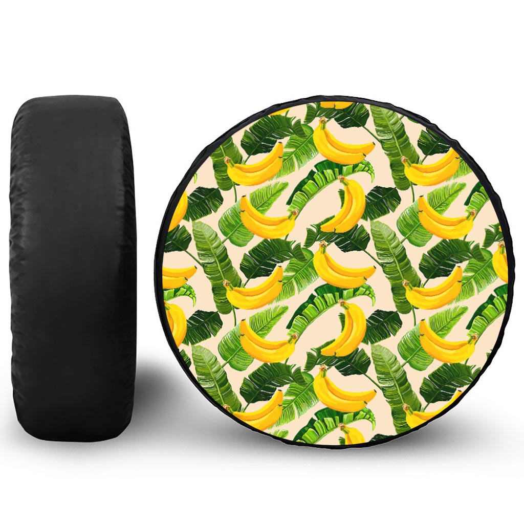 Aloha Banana Pattern Print Leather Spare Tire Cover