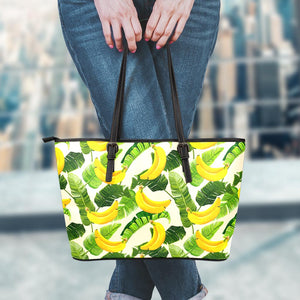 Aloha Banana Pattern Print Leather Tote Bag