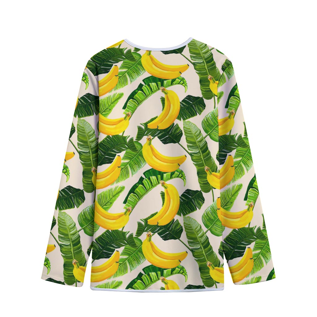 Aloha Banana Pattern Print Long Sleeve Short Coat