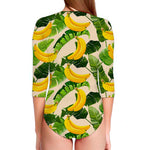 Aloha Banana Pattern Print Long Sleeve Swimsuit