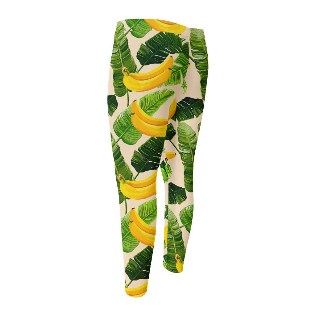 Aloha Banana Pattern Print Men's Compression Pants