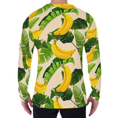 Aloha Banana Pattern Print Men's Long Sleeve T-Shirt