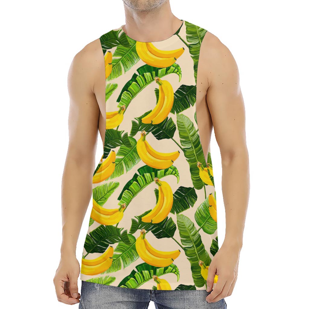Aloha Banana Pattern Print Men's Muscle Tank Top