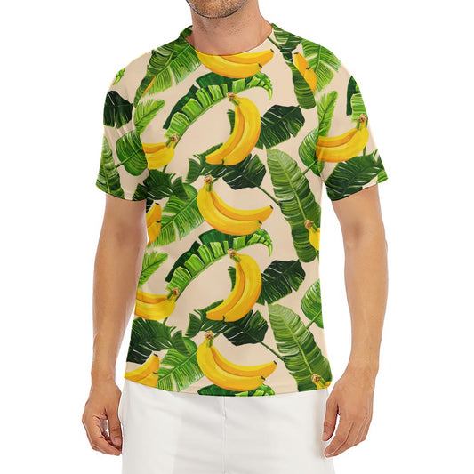 Aloha Banana Pattern Print Men's Short Sleeve Rash Guard