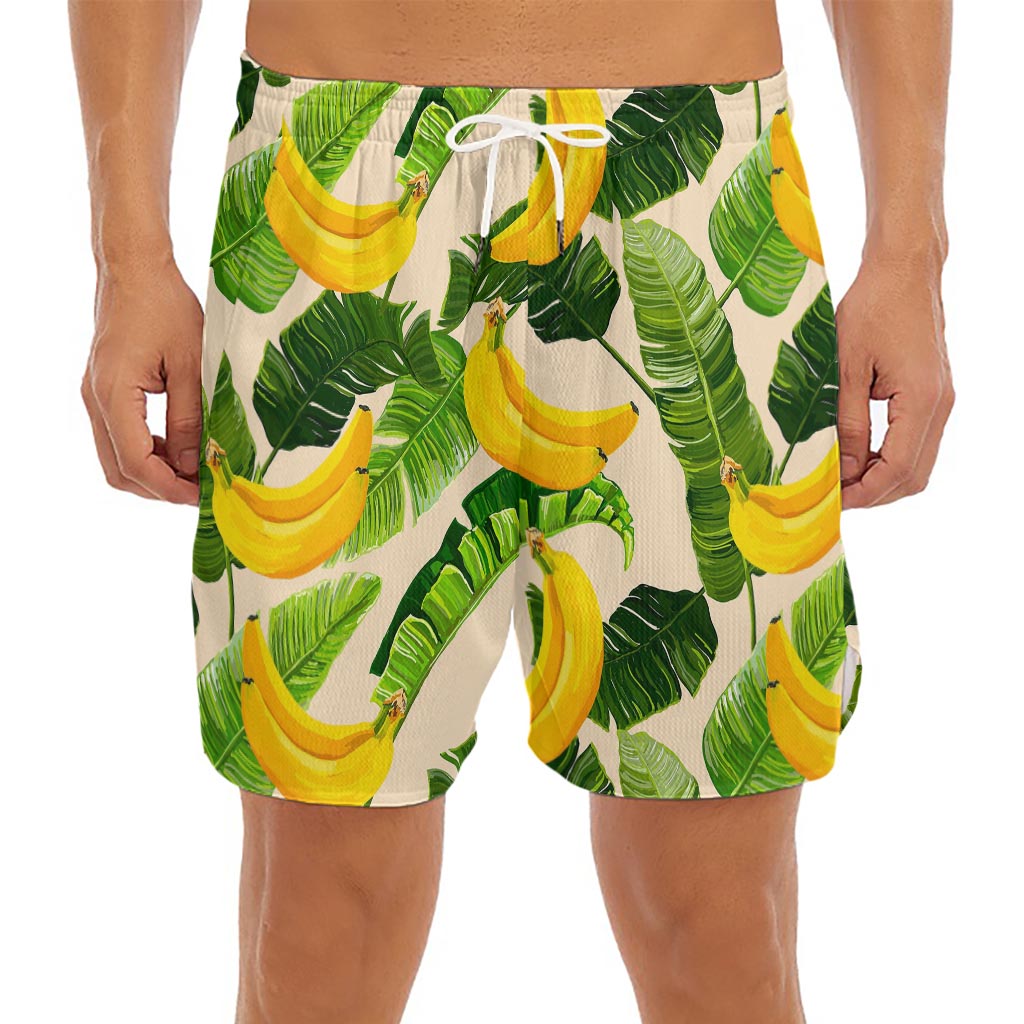 Aloha Banana Pattern Print Men's Split Running Shorts