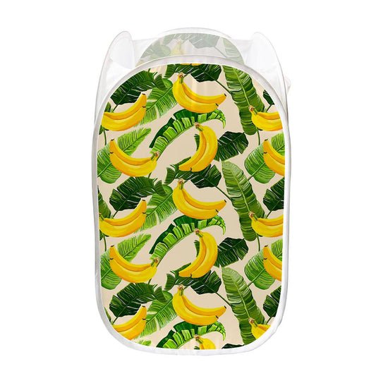 Aloha Banana Pattern Print Mesh Laundry Hamper
