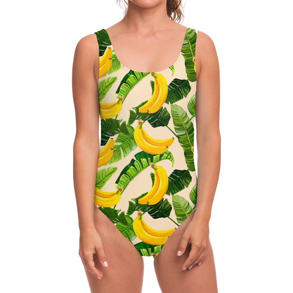 Aloha Banana Pattern Print One Piece Swimsuit