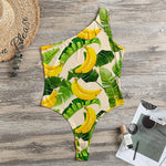 Aloha Banana Pattern Print One Shoulder Bodysuit