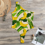 Aloha Banana Pattern Print One Shoulder Bodysuit