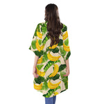 Aloha Banana Pattern Print Open Front Beach Cover Up