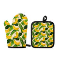 Aloha Banana Pattern Print Oven Mitt And Pot Holder Set