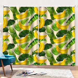 Aloha Banana Pattern Print Pencil Pleat Curtains