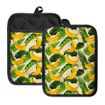 Aloha Banana Pattern Print Pot Holders With Pocket