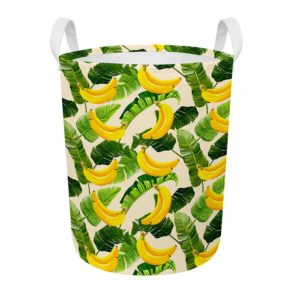 Aloha Banana Pattern Print Round Laundry Basket