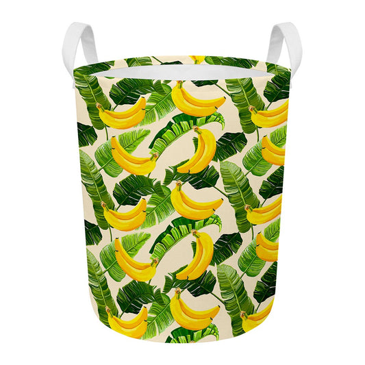 Aloha Banana Pattern Print Round Laundry Basket