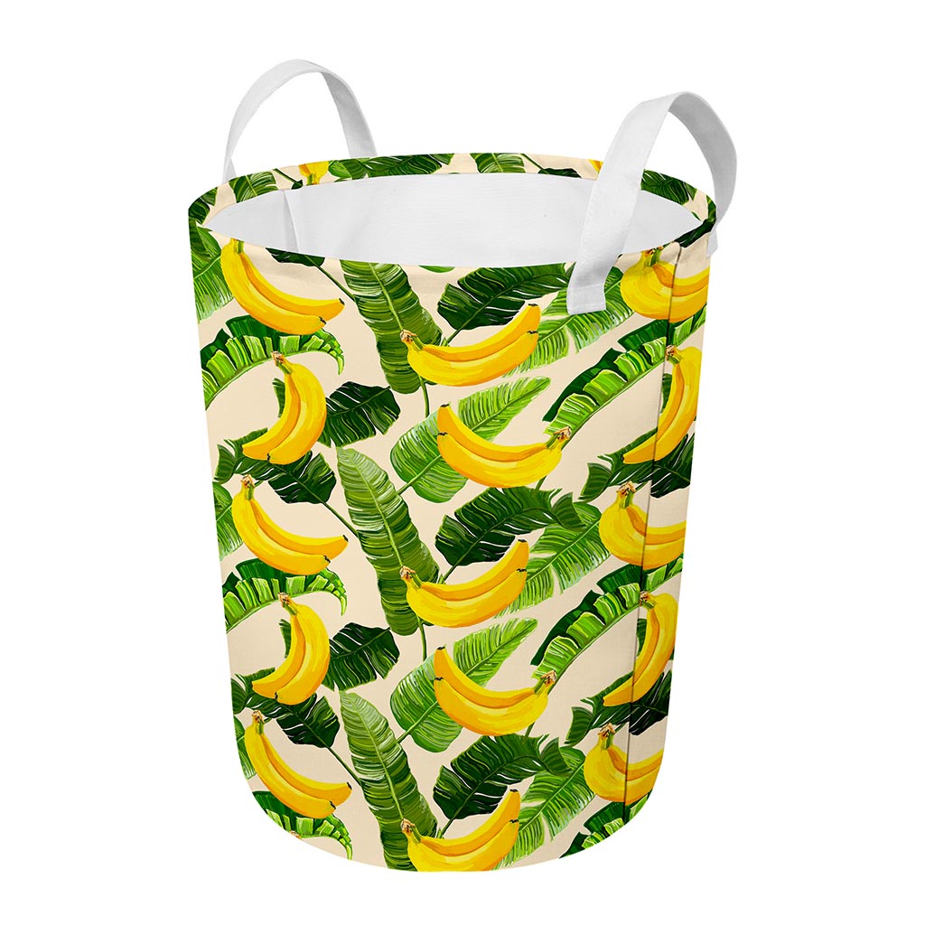 Aloha Banana Pattern Print Round Laundry Basket