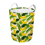 Aloha Banana Pattern Print Round Laundry Basket