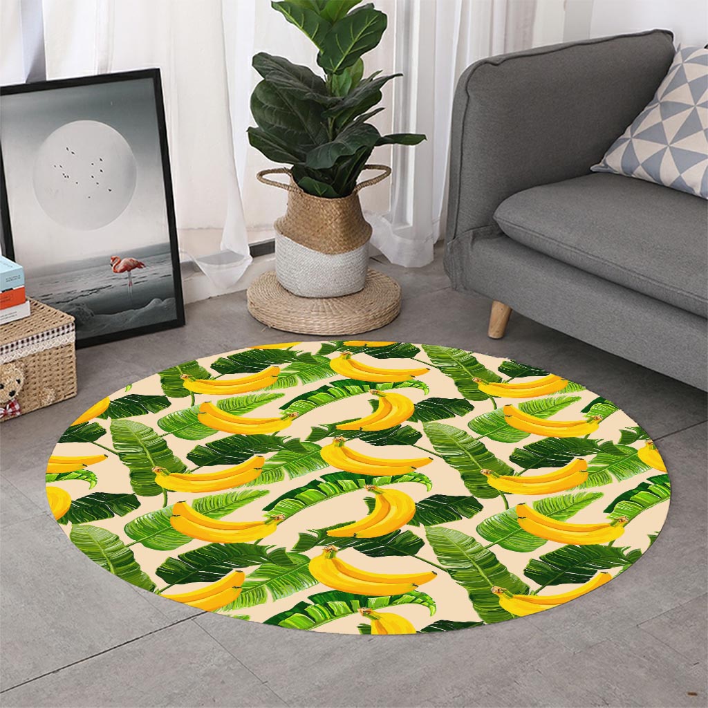 Aloha Banana Pattern Print Round Rug