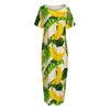 Aloha Banana Pattern Print Short Sleeve Long Nightdress