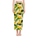 Aloha Banana Pattern Print Side Slit Maxi Skirt