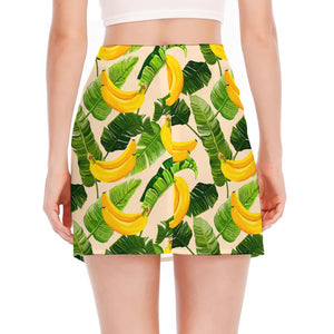 Aloha Banana Pattern Print Side Slit Mini Skirt