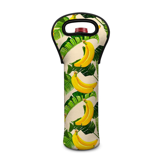 Aloha Banana Pattern Print Single Neoprene Wine Tote