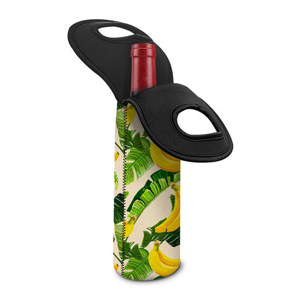 Aloha Banana Pattern Print Single Neoprene Wine Tote