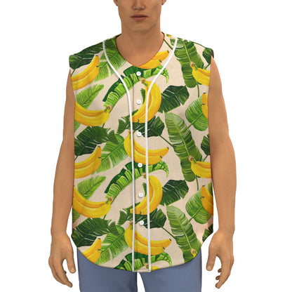 Aloha Banana Pattern Print Sleeveless Baseball Jersey