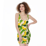 Aloha Banana Pattern Print Sleeveless Bodycon Dress
