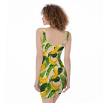 Aloha Banana Pattern Print Sleeveless Bodycon Dress