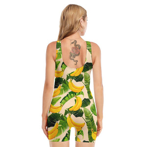 Aloha Banana Pattern Print Sleeveless One Piece Swimsuit