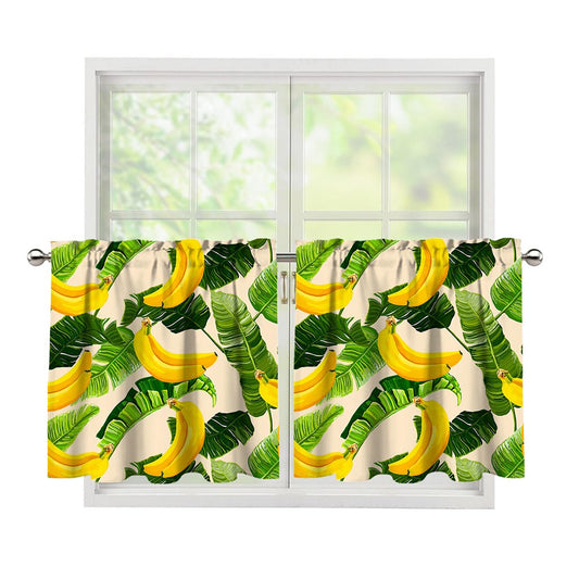 Aloha Banana Pattern Print Tier Curtains