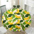 Aloha Banana Pattern Print Waterproof Round Tablecloth