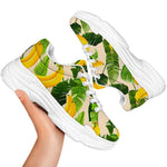 Aloha Banana Pattern Print White Chunky Shoes