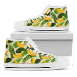 Aloha Banana Pattern Print White High Top Sneakers