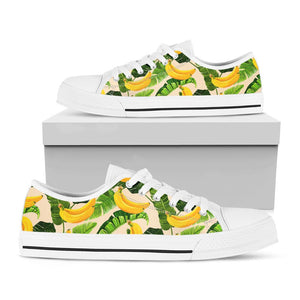 Aloha Banana Pattern Print White Low Top Sneakers