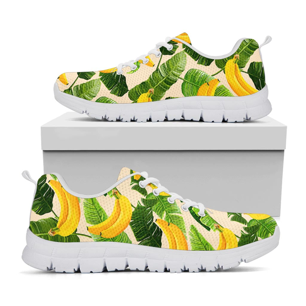 Aloha Banana Pattern Print White Running Shoes