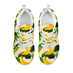 Aloha Banana Pattern Print White Running Shoes