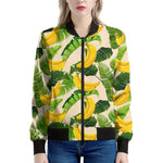 Aloha Banana Pattern Print Women's Bomber Jacket