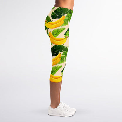 Aloha Banana Pattern Print Women's Capri Leggings