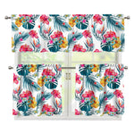Aloha Hawaii Floral Pattern Print 3 Piece Kitchen Curtains