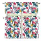 Aloha Hawaii Floral Pattern Print 3 Piece Kitchen Curtains