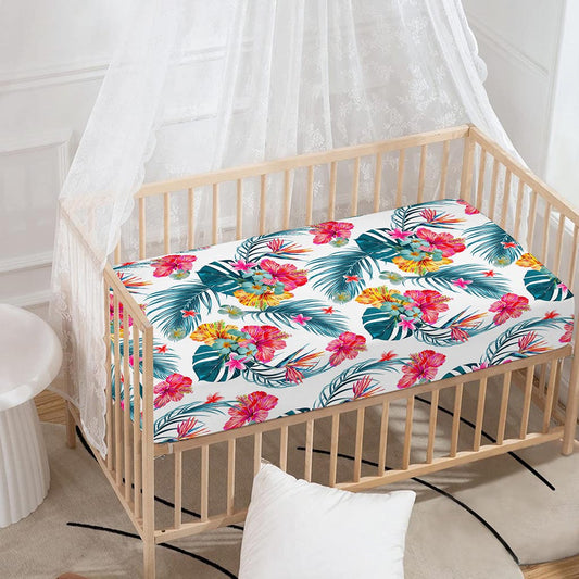 Aloha Hawaii Floral Pattern Print Baby Crib Sheet